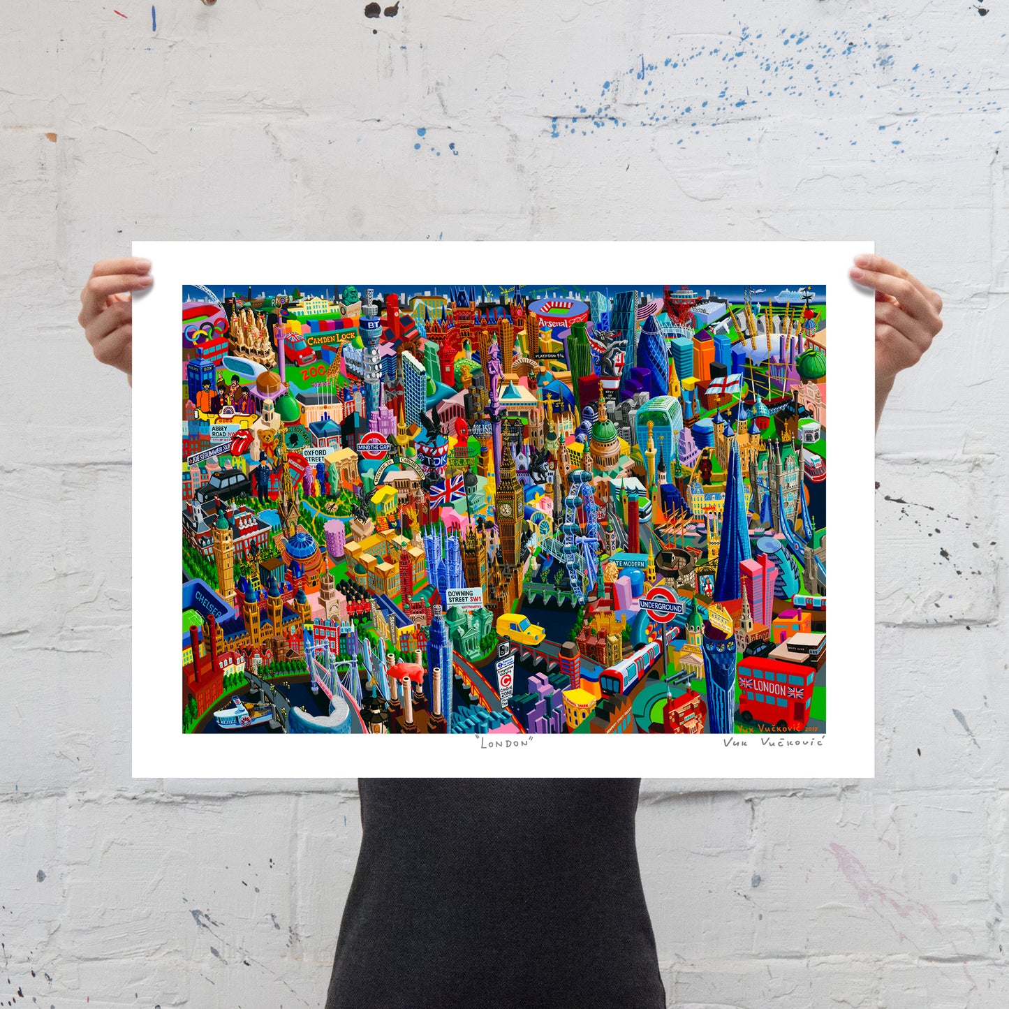 London, signed art print on paper 18x24"